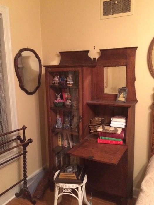 petite side by side secretary, hilt rack, vintage mirror
