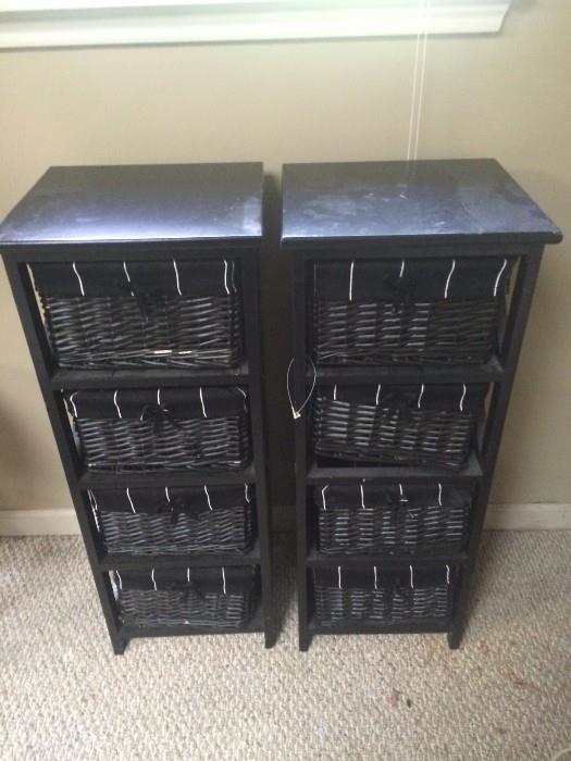 a pair of petite basket drawers sets