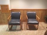 2 Blue Leather Chairs