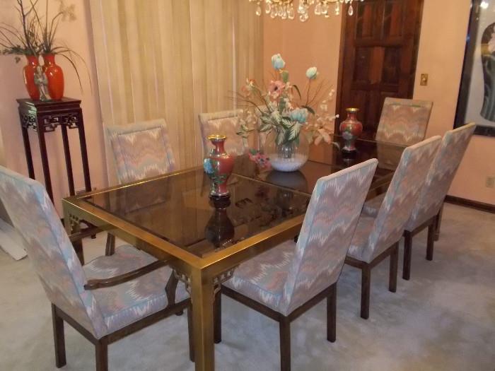 Oriental Style Table and Drexel Upholstered Chairs