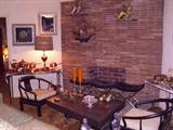 Brick fireplace area