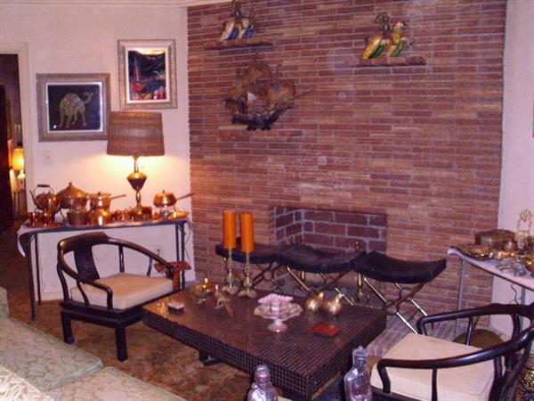 Brick fireplace area