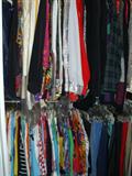Closets full of like-new ladies' clothes.