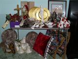 Christmas, pillows, silver service