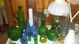 Bottles (Cameo Whitehouse vinegar green depression) & lanterns/lamps (Aladdin)
