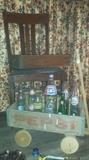 Pepsi crate wagon, bottles, chair, & Long Boy crate marked Cochran, GA.