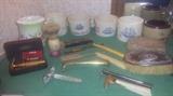 Razors including Gillette gold, straight comb, Old Spice shaving mugs, and more!