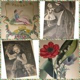 Antique floral album containing etchings & color drawings. FABULOUS PIECE!