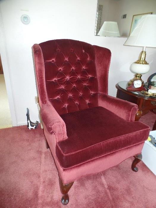 2 matching wing back chairs