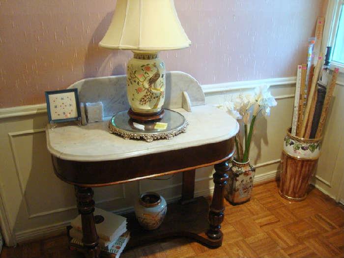Antique Marble Top Entry table