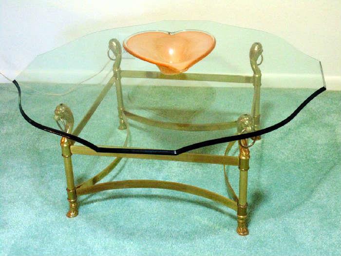 Solid Brass Lion Head Coffee Table