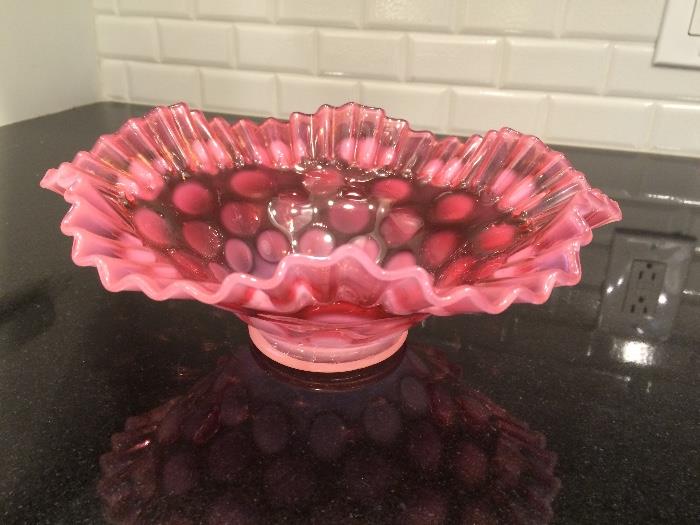 Vintage Pink fluted Glass bowl