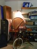 4 Drawer file cabinet, bicycle, vintage oar, miscellaneous.....also in garage