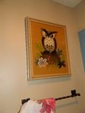 Great vintage owl picture - hall bath