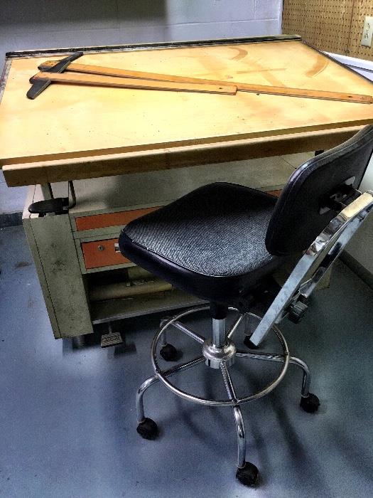 A MUST SEE!...Vintage Drafting Table w/Chair...