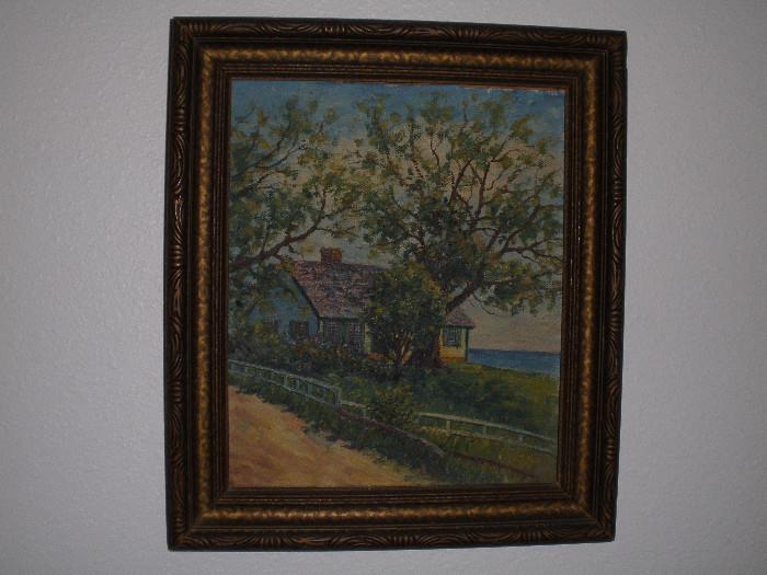 Country cottage oil painting