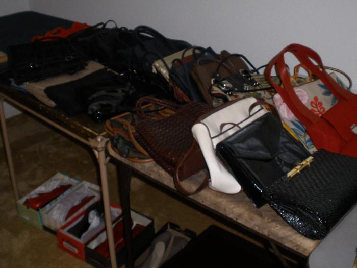 Purses and shoes galore