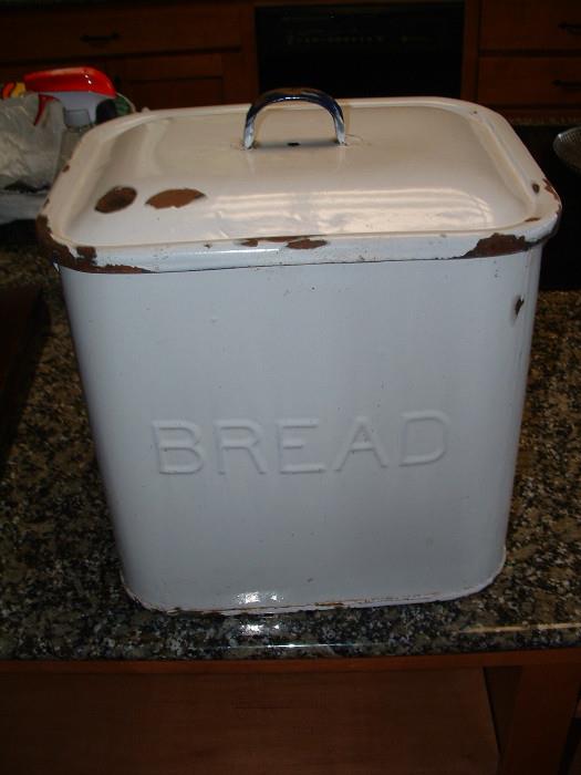 vintage porcelain bread box