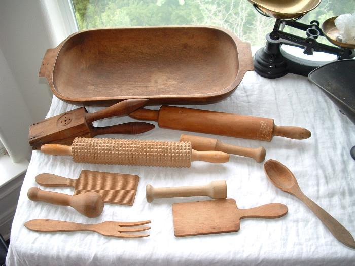Old wooden kitchen items