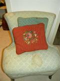 One of pair slipper chairs