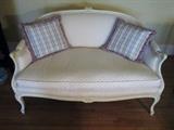 pr French wood frame loveseats / settees,&nbsp;
