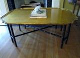 Kittinger gilded gold leaf top ebony bamboo leg coffee table
