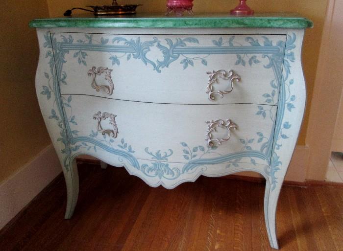 Baker painted two drawer chest commode
