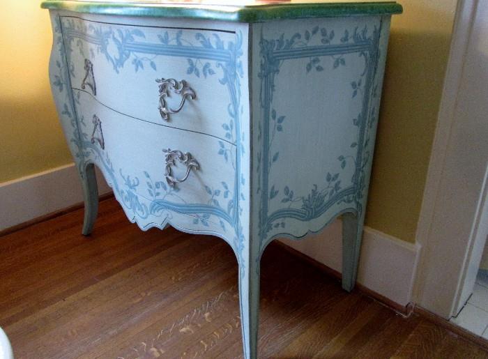 Baker painted two drawer chest commode