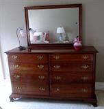 pr Stickley cherry twin beds,night stand and dresser w/ mirror
