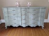 pr vintage French Provincial Union National painted dressers each w/ mirror
