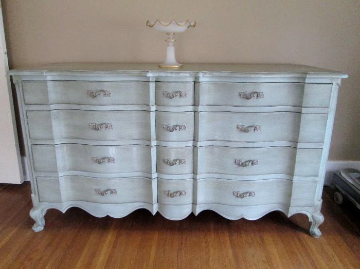 pr vintage French Provincial Union National painted dressers w/ mirror
