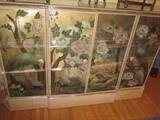 Hollywood Regency style Asian Motif painted mirrored bar cabinet