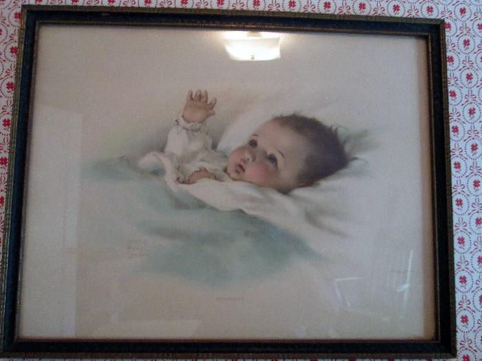 Antique Bessie Pease Gutmann AWAKENING Lithograph Framed Picture Artist Signed
