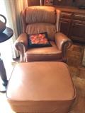 Lane Leather Chair & Ottoman.