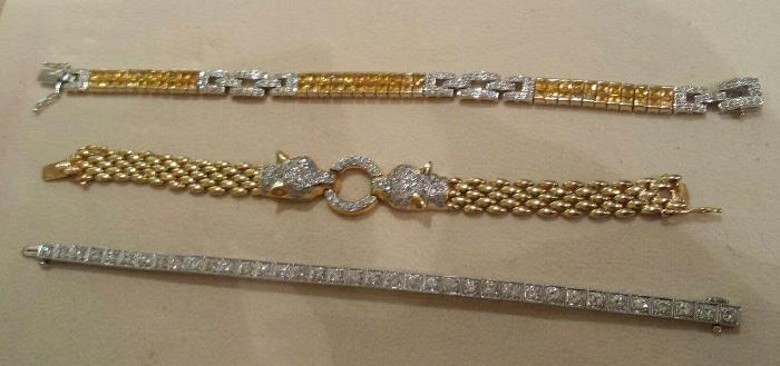Selection of diamond and gold bracelets