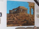 Large Mural painting, 5' x 5' approx. of Greek Ruins