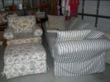 Ethan Allen chair & sofa, blue & white