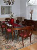 Dining room table & chairs - large rug