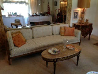 French style sofa & Pair of bombe chests