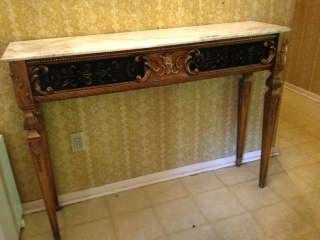 Italian tall skinny console marble top