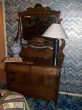 Tiger oak chest drawer with mirror