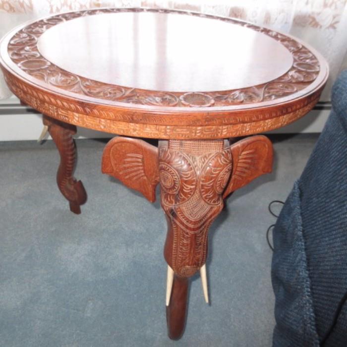 1966 Elephant Carved Table From Curacao