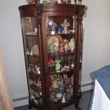 Antique Oak China Curio Cabinet with Detailed Lions Heads And all the Smalls inside