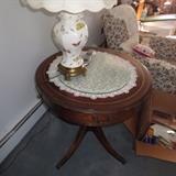 LEATHER TOP DRUM TABLE