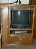 Solid oak entertainment stand
