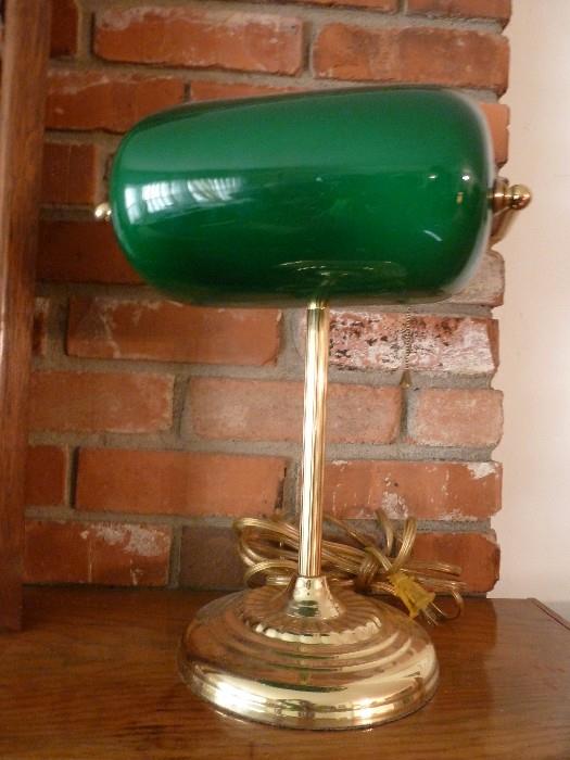 Emerald green banker's desk lamp