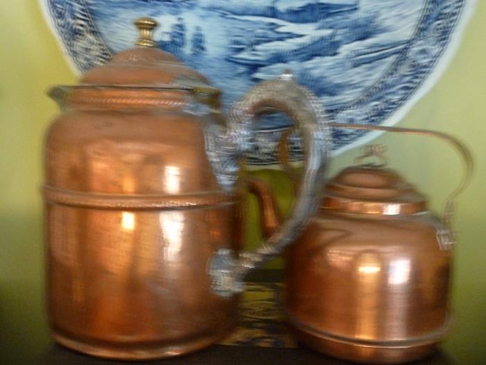 Copper tea and coffee pots