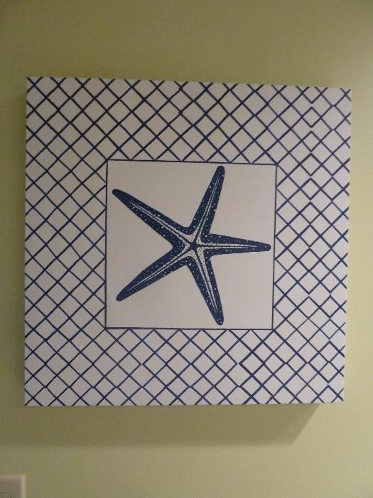 Blue and white Starfish art work