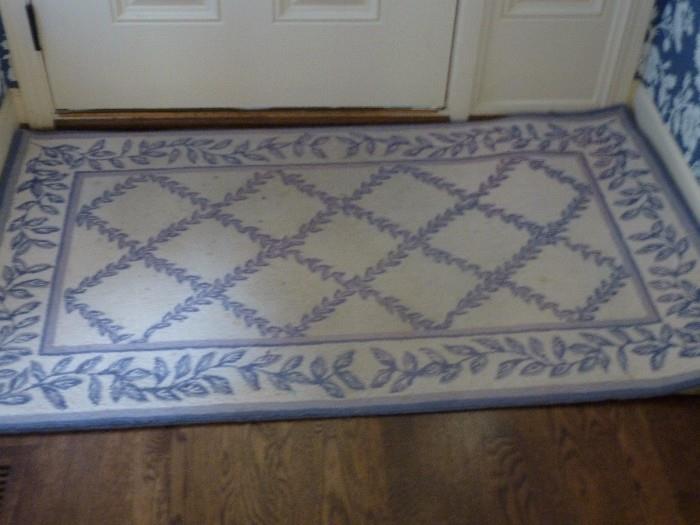 3 of 3 blue and white leaf rug