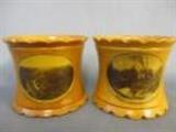 Circa 1885 Historic Saltburn by the Sea, English Pair of Polished Satinwood Piecrust Rim Napkin Rings with Souvenir Scenes
